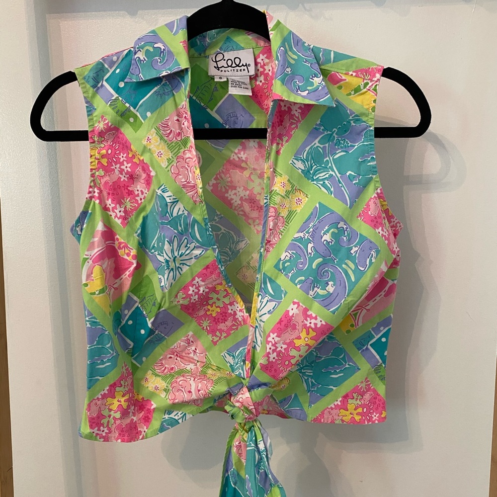 RARE- Vintage Lilly Pulitzer Tie-Front Top 90s/00s